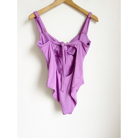 Becca Color Code Viviana Plunge One Piece Swimsuit Lavender Purple Size 4 - Picture 5 of 7
